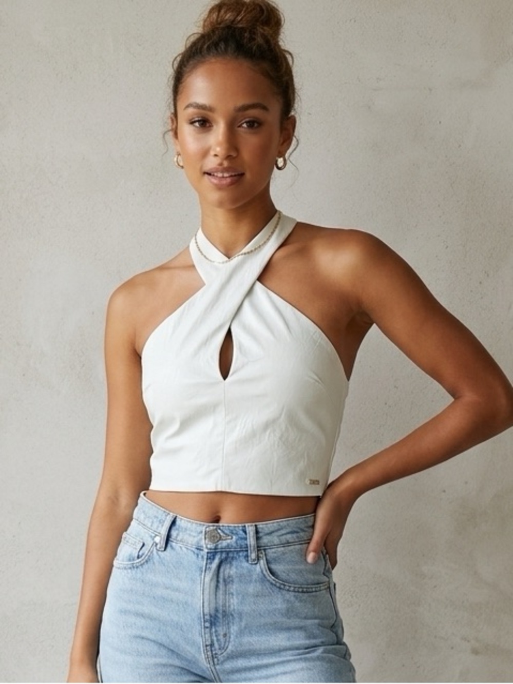 White Halter Crop Top - TCEC - small
